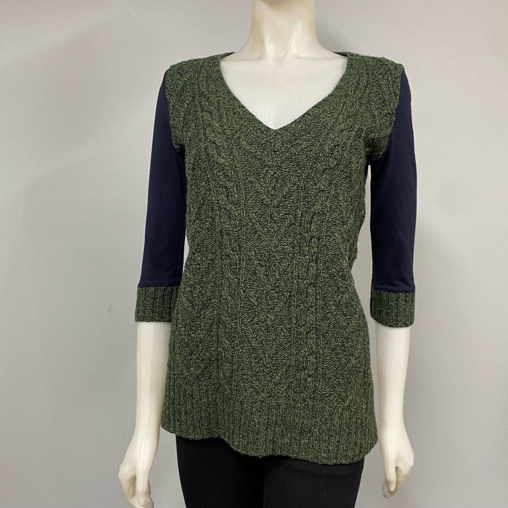 Pilcro and the Letterpress Green & Navy Blue Duel Sweater
